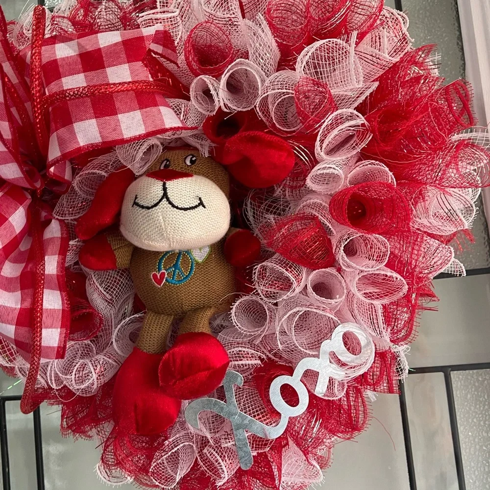 *Valentine's Day Red Heart Dan Dee Plush Wreath for Front Door